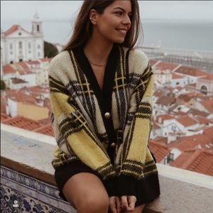 ZARA OVERSIZED PLAID CARDIGAN
